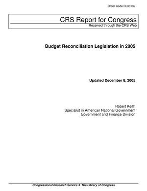 Budget Reconciliation Legislation in 2005