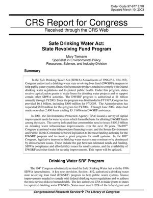 Safe Drinking Water Act: State Revolving Fund Program