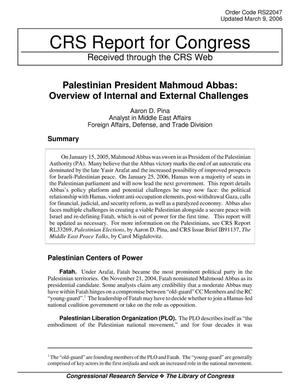 Palestinian President Mahmoud Abbas: Overview of Internal and External Challenges