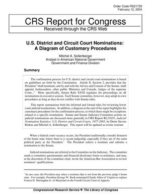U.S. District and Circuit Court Nominations: A Diagram of Customary Procedures