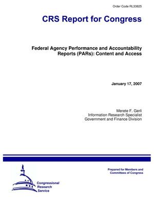 Federal Agency Performance and Accountability Reports (PARs): Content and Access