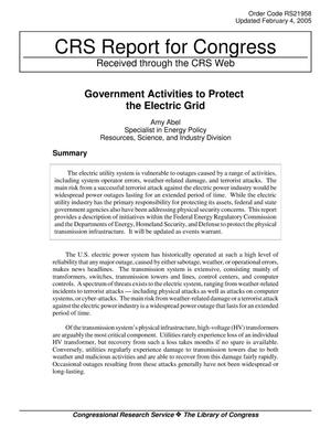 Government Activities to Protect the Electric Grid