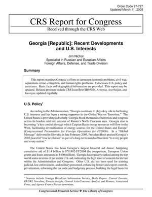 Georgia [Republic]: Recent Developments and U.S. Interests