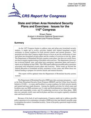 State and Urban Area Homeland Security Plans and Exercises: Issues for the 110th Congress