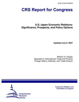 U.S.-Japan Economic Relations: Significance, Prospects, and Policy Options
