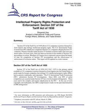 Intellectual Property Rights Protection and Enforcement: Section 337 of the Tariff Act of 1930