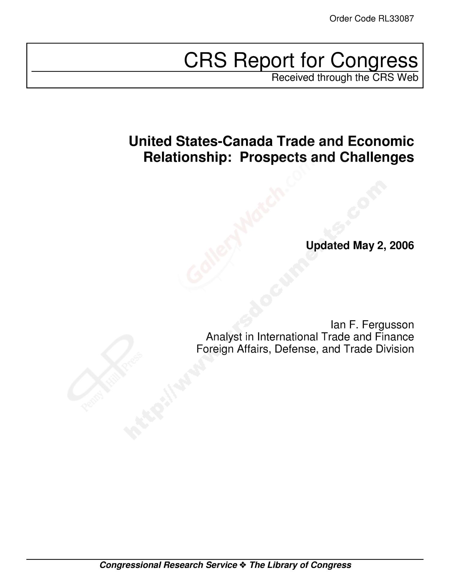 United States-Canada Trade and Economic Relationship: Prospects and Challenges
                                                
                                                    [Sequence #]: 1 of 28
                                                