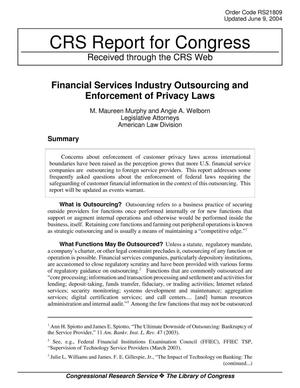 Financial Services Industry Outsourcing and Enforcement of Privacy Laws