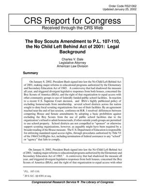 The Boy Scouts Amendment to P.L. 107-110, the No Child Left Behind Act of 2001: Legal Background