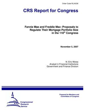 Fannie Mae and Freddie Mac: Proposals to Regulate Their Mortgage Portfolio Size in the 110th Congress