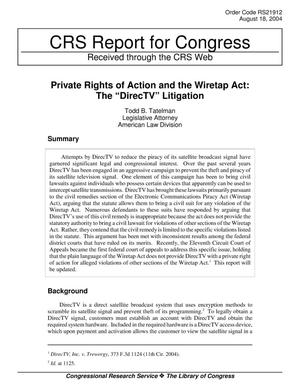 Private Rights of Action and the Wiretap Act: The “DirecTV” Litigation