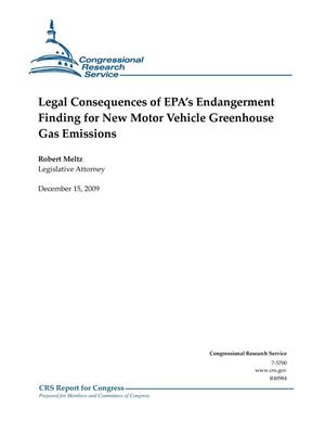 Legal Consequences of EPA’s Endangerment Finding for New Motor Vehicle Greenhouse Gas Emissions