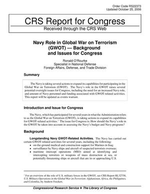 Navy Role in Global War on Terrorism (GWOT) — Background and Issues for Congress