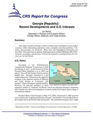 Georgia [Republic]: Recent Developments and U.S. Interests