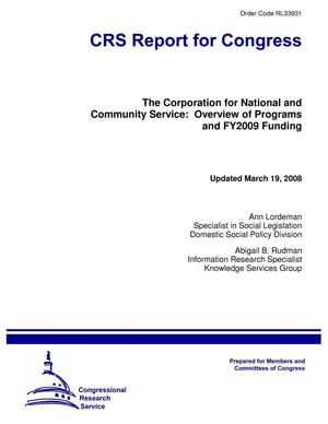 The Corporation for National and Community Service: Overview of Programs and FY2009 Funding
