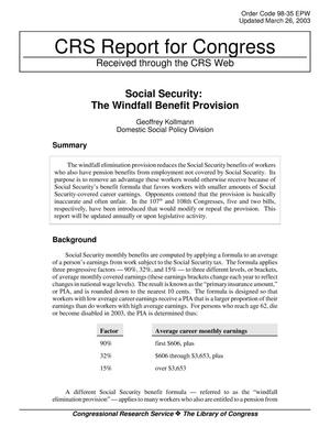 Social Security: The Windfall Benefit Provision