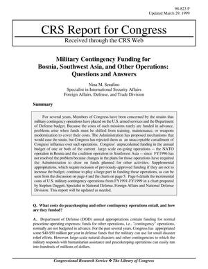 MILITARY CONTINGENCY FUNDING FOR BOSNIA, SOUTHWEST ASIA, AND OTHER OPERATIONS: QUESTIONS AND ANSWERS