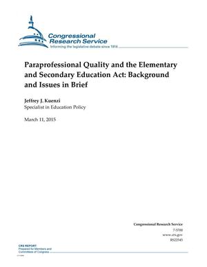 Paraprofessional Quality and the Elementary and Secondary Education Act: Background and Issues in Brief