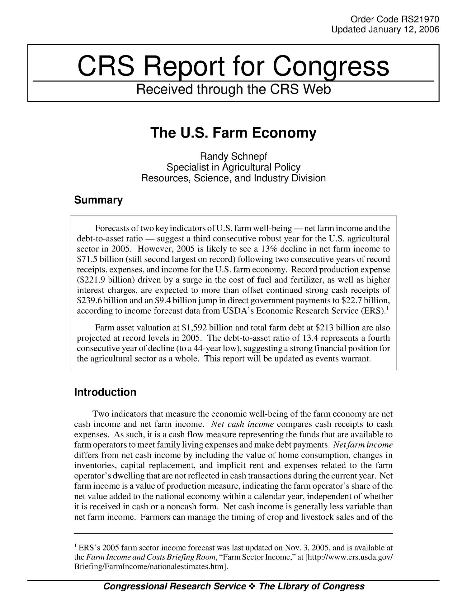 The U.S. Farm Economy
                                                
                                                    [Sequence #]: 1 of 6
                                                