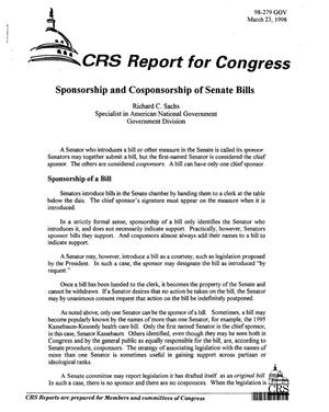 Sponsorship and Cosponsorship of Senate Bills