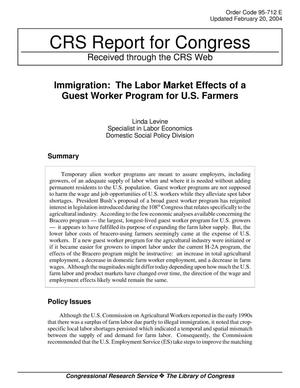 Immigration: The Labor Market Effects of a Guest Worker Program for U.S. Farmers