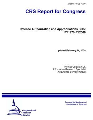 Defense Authorization and Appropriations Bills: FY1970-FY2008