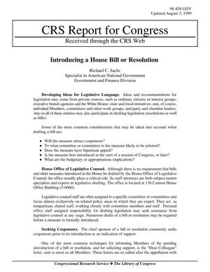 Introducing a House Bill or Resolution