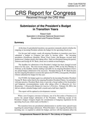 Submission of the President’s Budget in Transition Years