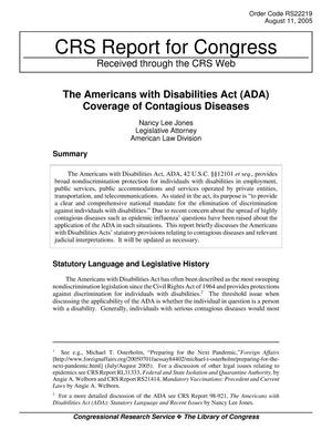 The Americans with Disabilities Act (ADA) Coverage of Contagious Diseases