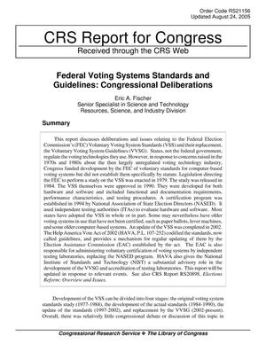 Federal Voting Systems Standards and Guidelines: Congressional Deliberations