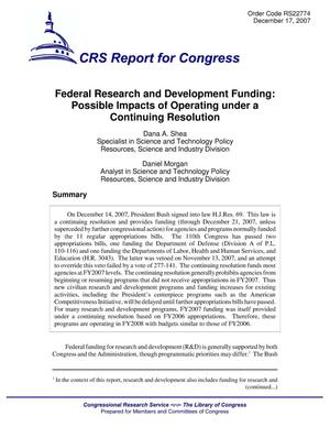 Federal Research and Development Funding: Possible Impacts of Operating under a Continuing Resolution