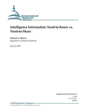 Intelligence Information: Need-to-Know vs. Need-to-Share
