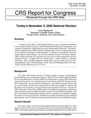 Turkey’s November 3, 2002 National Election