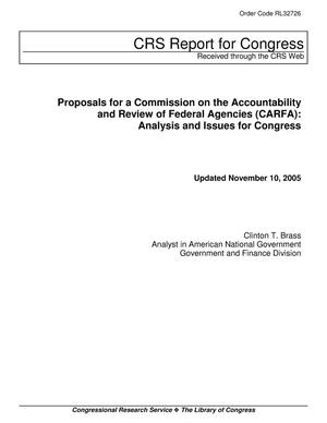 Proposals for a Commission on the Accountability and Review of Federal Agencies (CARFA): Analysis and Issues for Congress