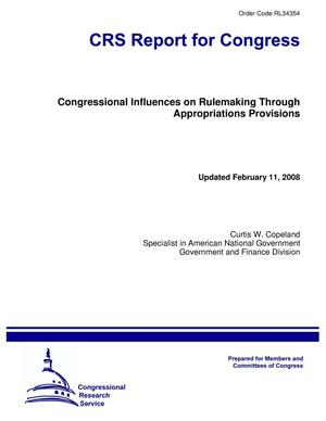 Congressional Influences on Rulemaking Through Appropriations Provisions