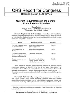 Quorum Requirements in the Senate: Committee and Chamber