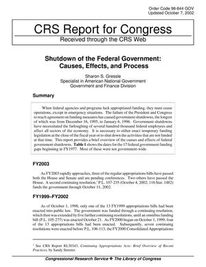 Shutdown of the Federal Government: Causes, Effects, and Process