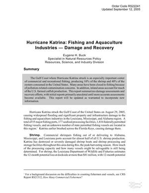 Hurricane Katrina: Fishing and Aquaculture Industries — Damage and Recovery