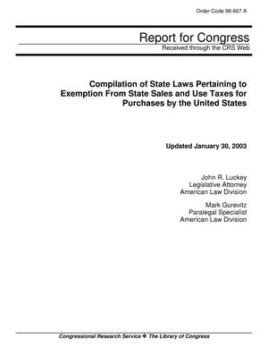 Compilation of State Laws Pertaining to Exemption from State Sales and Use Taxes for Purchases by the United States