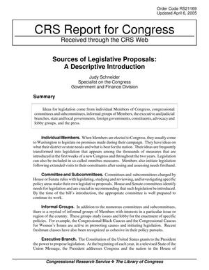 Sources of Legislative Proposals: A Descriptive Introduction