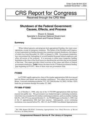 Shutdown of the Federal Government: Causes, Effects, and Process
