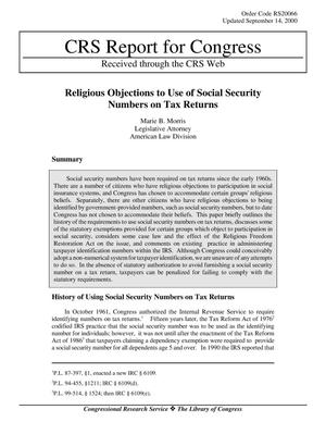 Religious Objections to Use of Social Security Numbers on Tax Returns