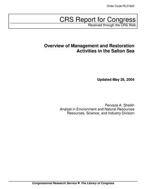 Overview of Management and Restoration Activities in the Salton Sea