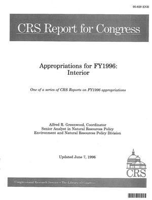 Appropriations for FY1996 : Interior