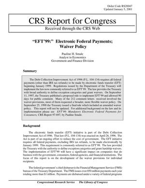 “EFT’99:” Electronic Federal Payments; Waiver Policy