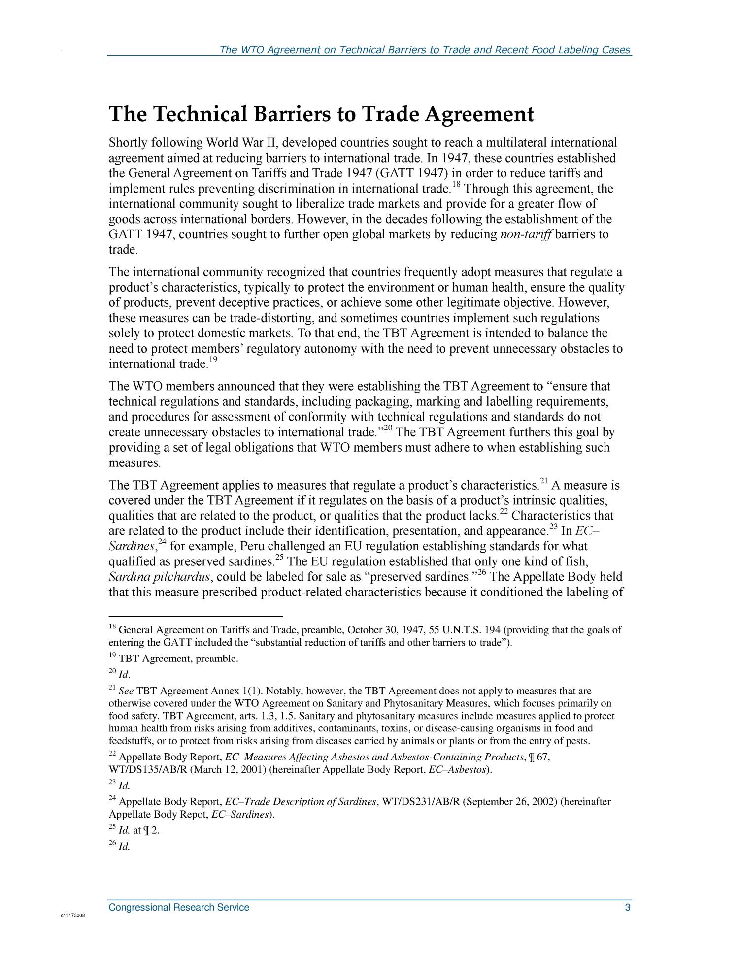 The World Trade Organization Agreement on Technical Barriers to Trade and Recent Food Labeling Cases
                                                
                                                    [Sequence #]: 6 of 25
                                                