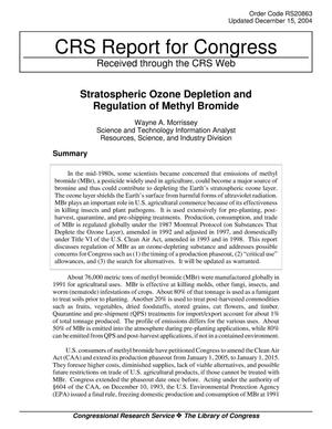 Stratospheric Ozone Depletion and Regulation of Methyl Bromide