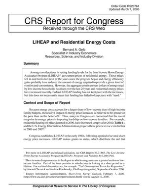 LIHEAP and Residential Energy Costs