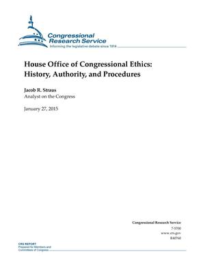 Primary view of object titled 'House Office of Congressional Ethics: History, Authority, and Procedures'.