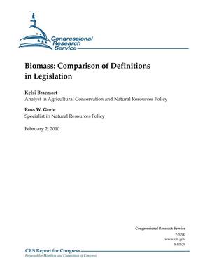 Biomass: Comparison of Definitions in Legislation